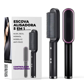 Escova Alisadora 3 em 1 Preta - Renovati Hair