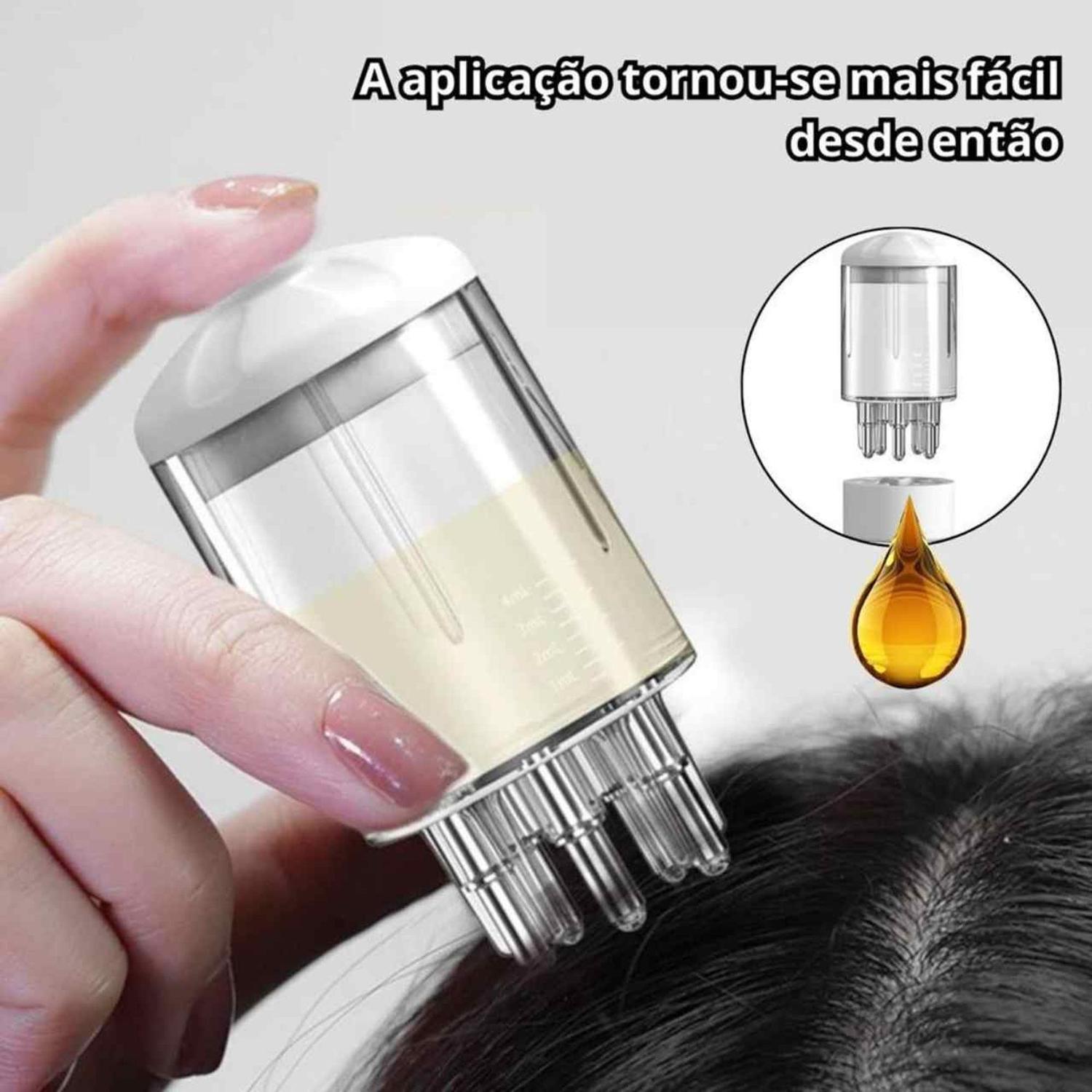 Aplicador Prático de Óleo no Couro Cabeludo com Pente de Massagem
