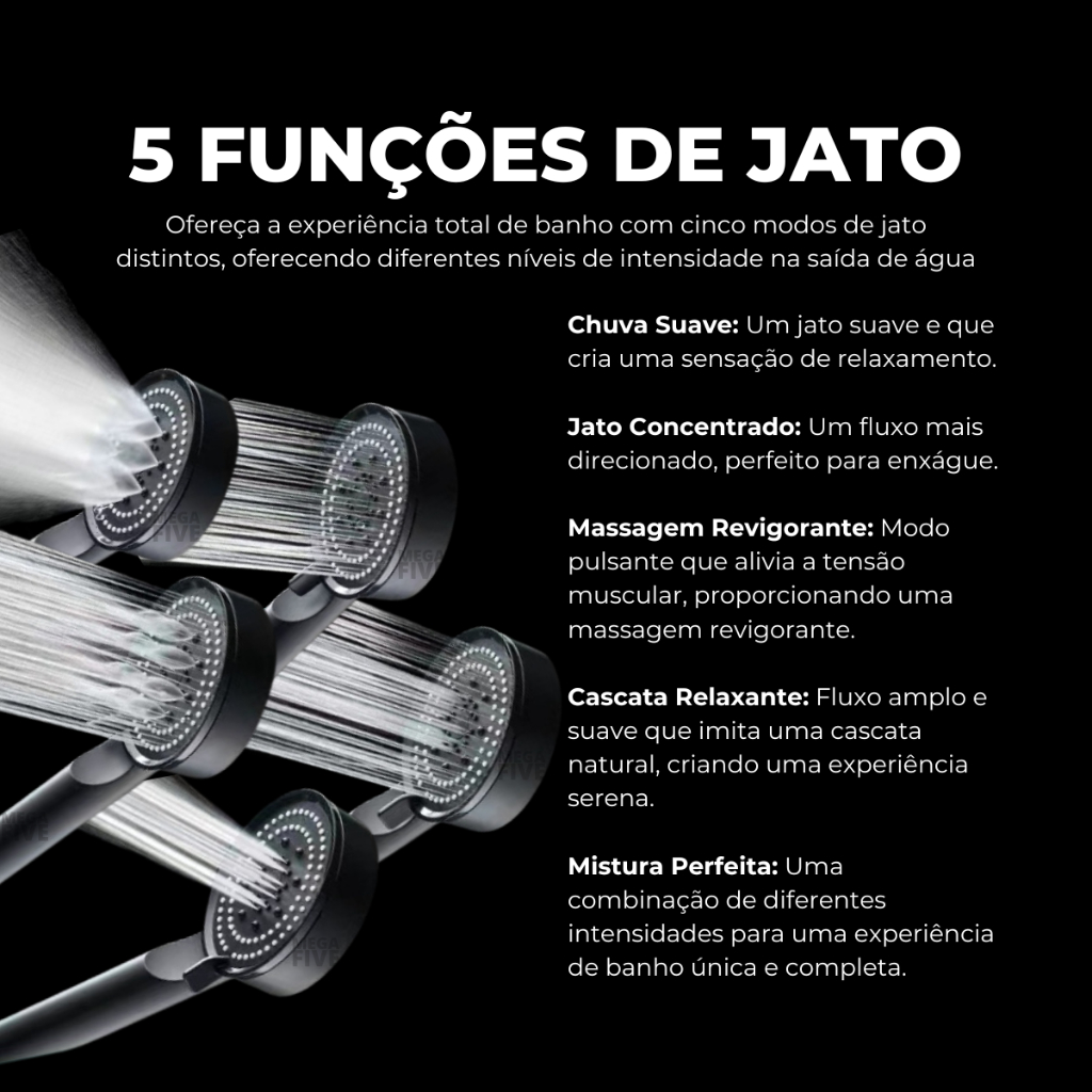 Ducha Para Lavatório de Cabeleireiro Com 5 Modos de Jato Salão de Beleza Barbearia C/ Mangueira 1,2m