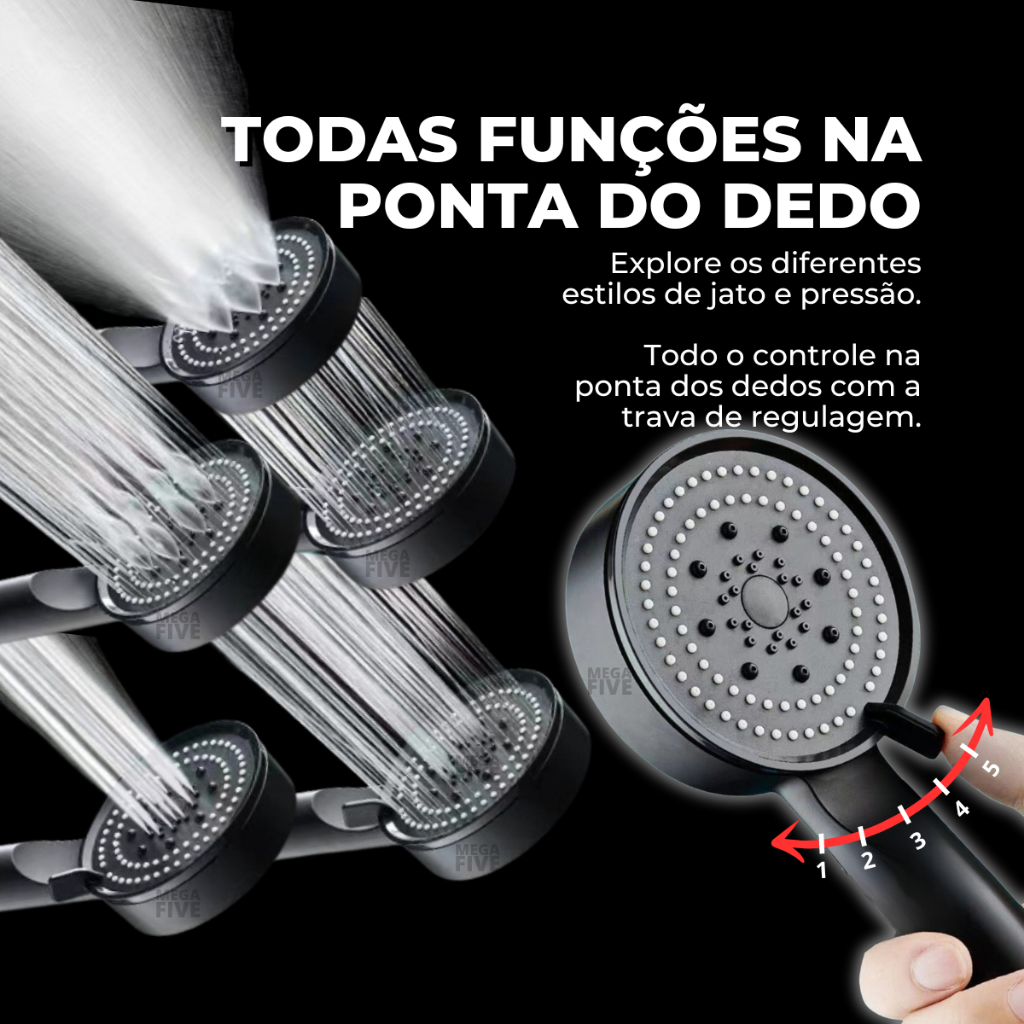 Ducha Para Lavatório de Cabeleireiro Com 5 Modos de Jato Salão de Beleza Barbearia C/ Mangueira 1,2m