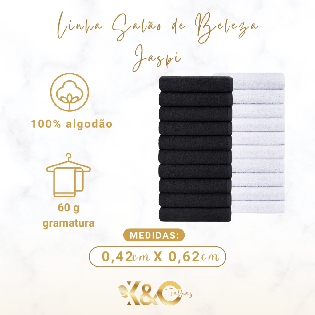 Kit 10 Toalhas de Salão de Beleza Branco - Simples - Linha Jaspi