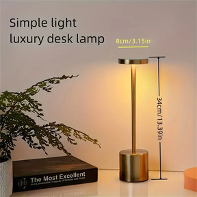 Luminária de Mesa Abajur Cabeceira Escrivaninha LED 3 em 1 Recarregável Tipo C Preto Cromado Dourado