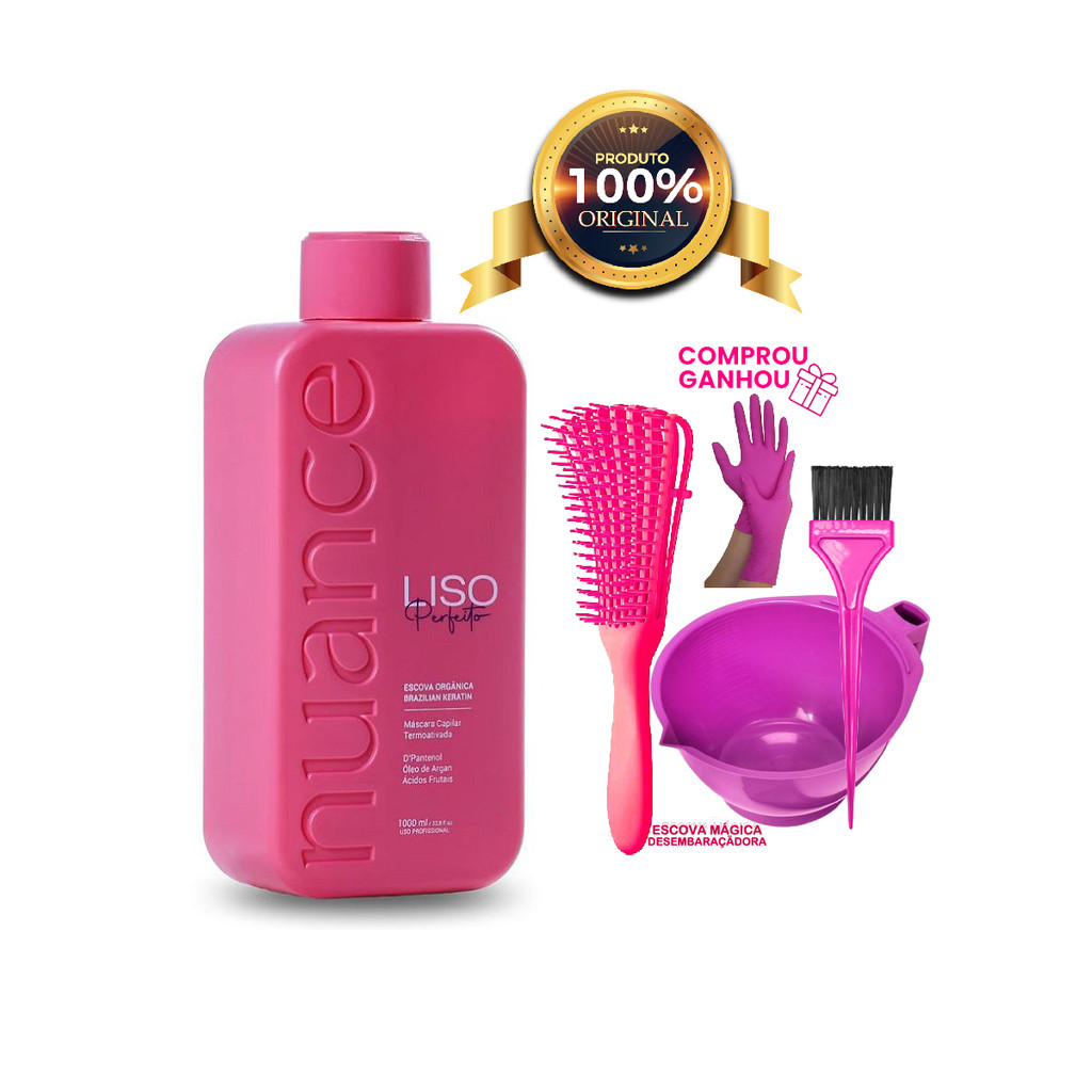 Liso Perfeito Progressiva Orgânica 1 Litro Nuance + Kit Aplicação Grátis