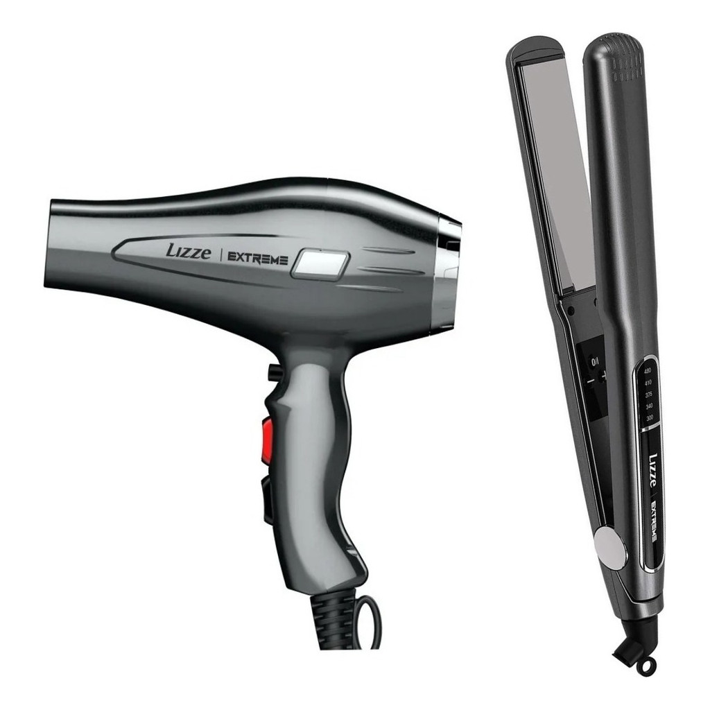 Kit Prancha Lizze Extreme Mais 1secador Lizze Extreme 2400 Cor Cinza